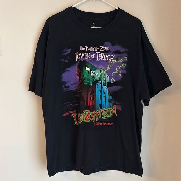 Disney Vintage Tower of Terror Twilight Zone Hanes Black  Graphic Tee XL RARE! - Picture 1 of 5